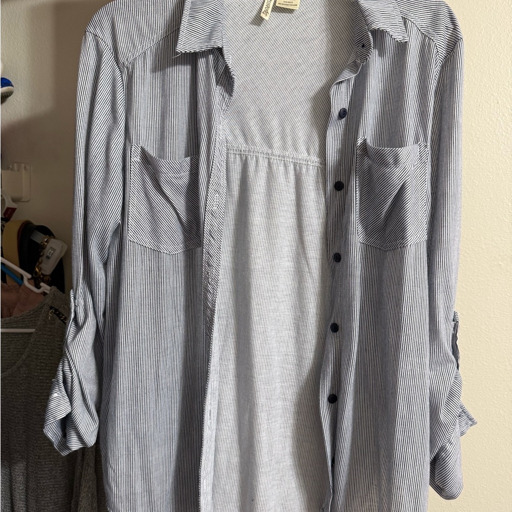 Passport Navy and White Striped Shirt